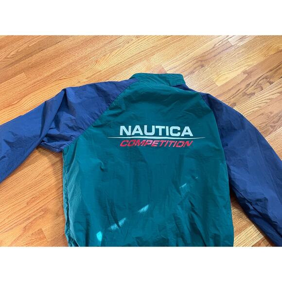 Vtg Nautica Competition classic green/navy wind jacket XXL Perfect condition - Picture 5 of 5